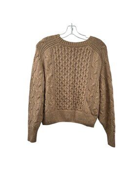 Universal Thread Womens Cable Knit Sweater Cropped Tan Size XS